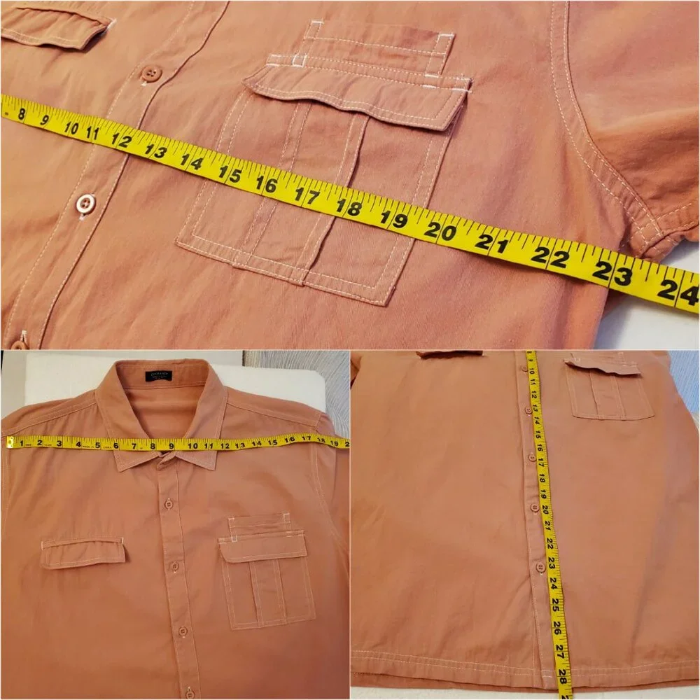 Coofandy Men’s Salmon Pink Short Sleeve Casual Button-Down Shirt - L - Picture 8 of 9
